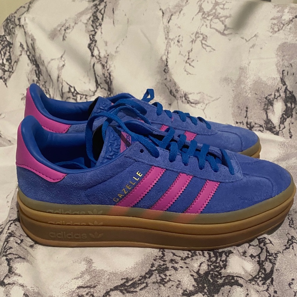 Adidas Gazelle Blue and Pink Sneakers
